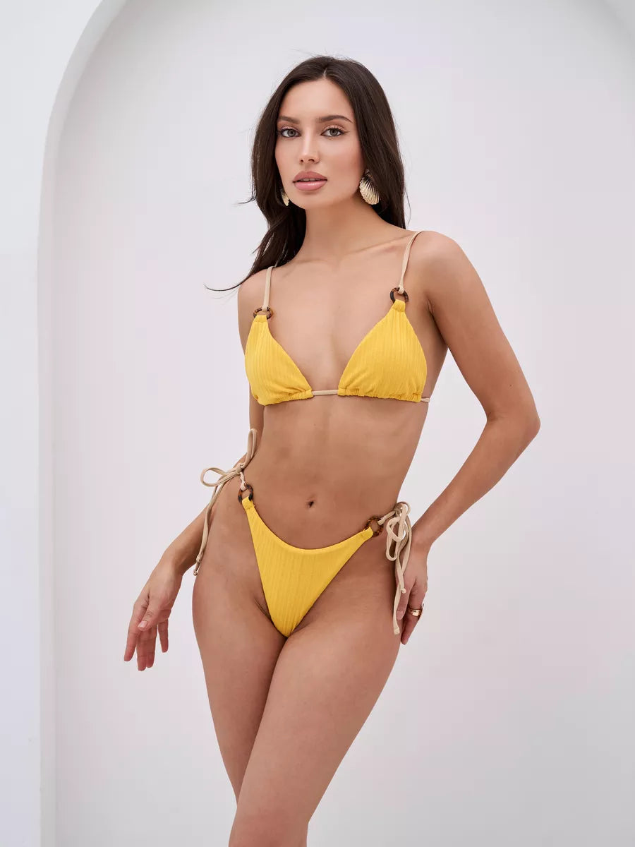 Bikini Triangle Côtelé & Anneaux Écaille - Gaïa