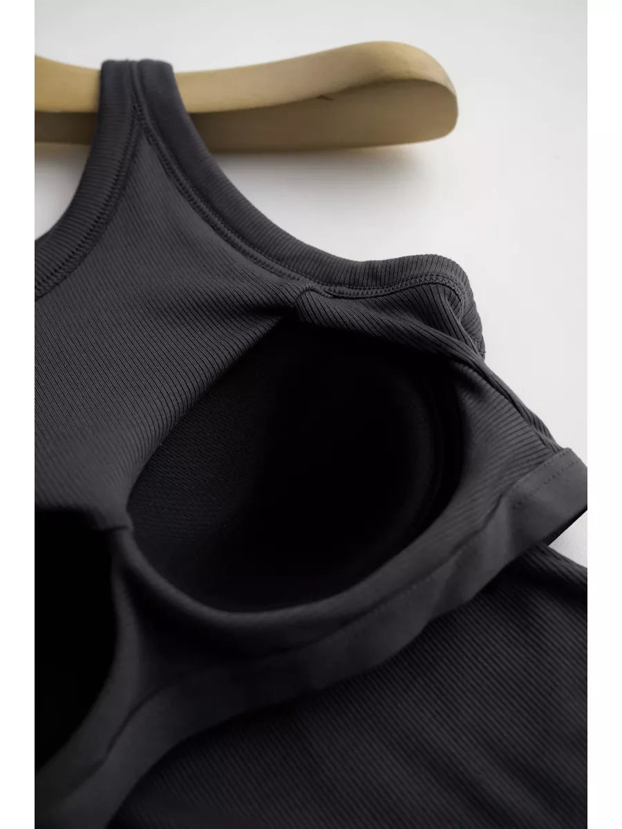 Débardeur Court Côtelé & Soutien-gorge Intégré - Alliance