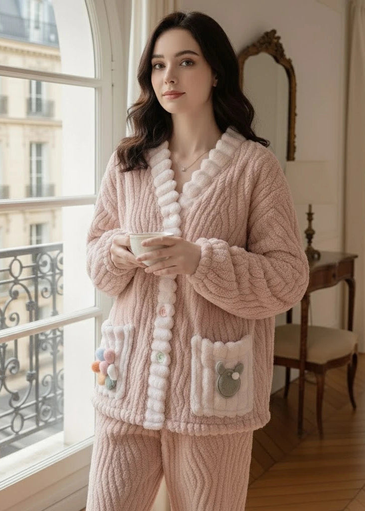 Pyjama Cardigan Doux - Guimauve